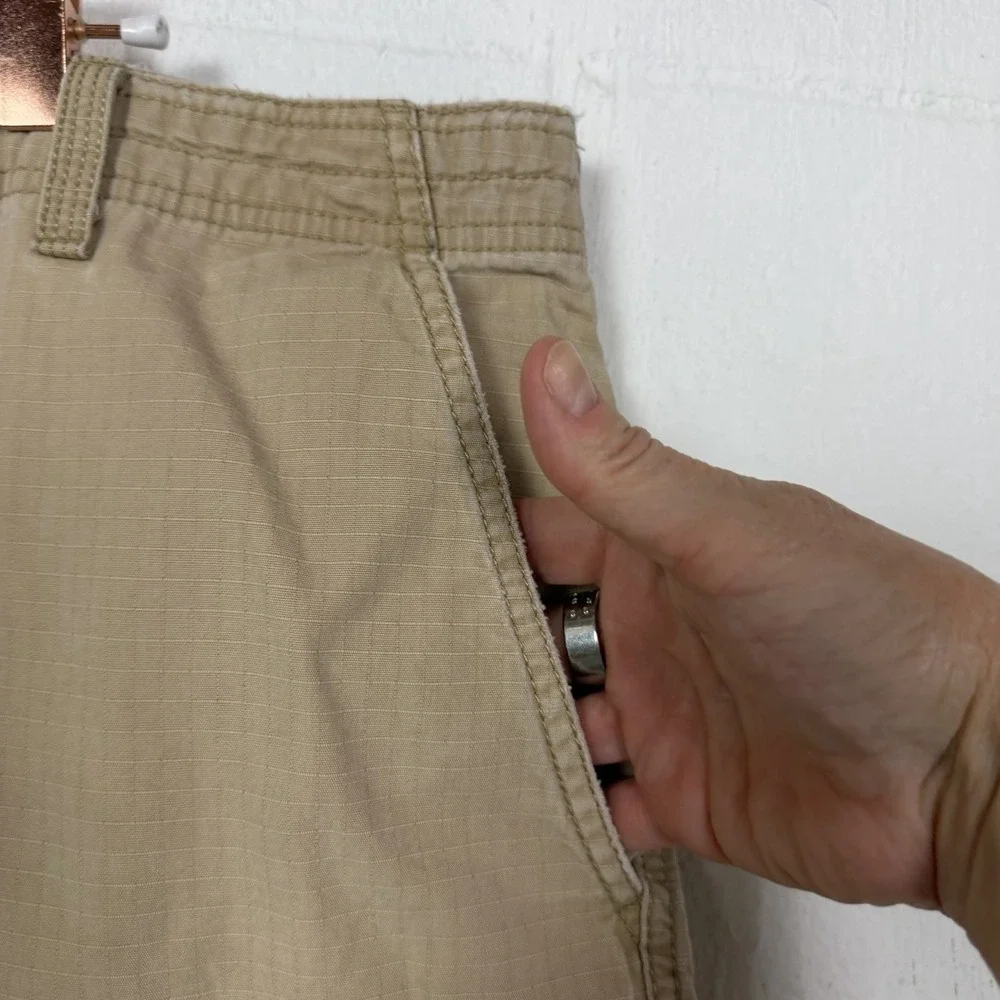 Izod Mens Khaki Cargo Shorts Ripstop Retro Y2K Baggy Skater Streetwear Size 38‎